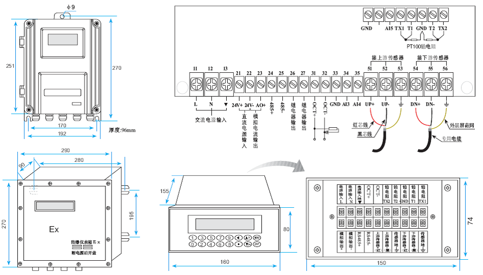 掛壁式超聲波流量計(jì)接線圖