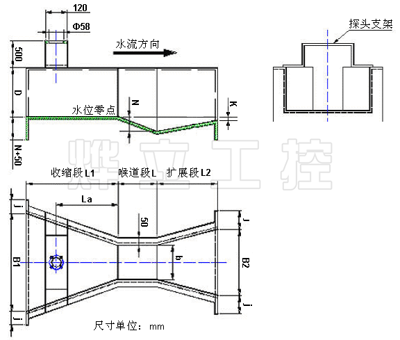 巴歇爾槽示意圖